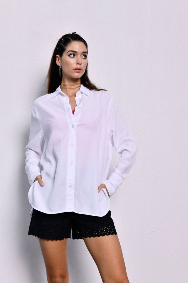 Chemise fluide boutonnée coton manche longue - AMARILLA